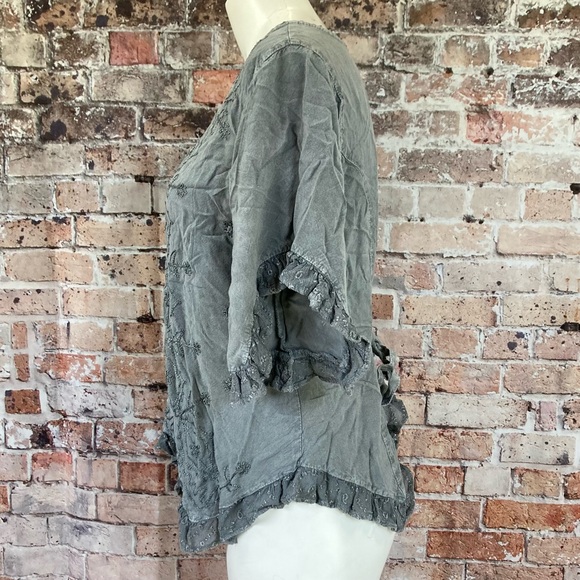 Advanced Apparrels Blouse Button Down V-Neck Distressed Gray Sz XXL - Picture 6 of 12